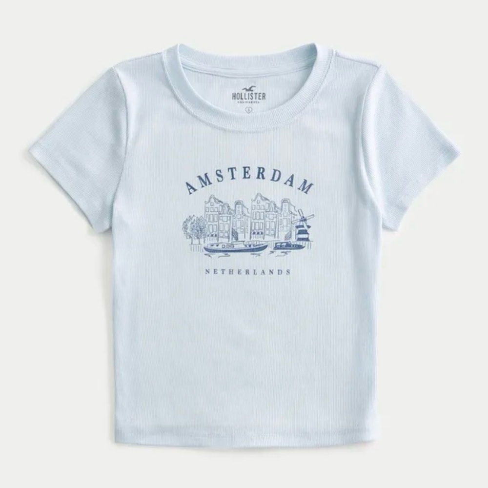 Hollister Amsterdam Light Blue Baby Tee